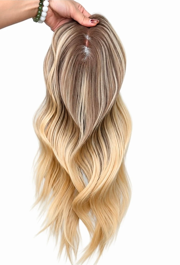 Color TGM - 7"×8" Mono Top Remy Human Hair Topper – Pre-Layered | Free Part