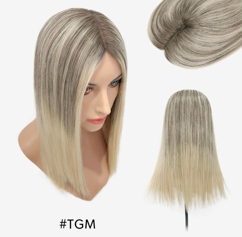 Color TGM - 7"×8" Mono Top Remy Human Hair Topper – Pre-Layered | Free Part
