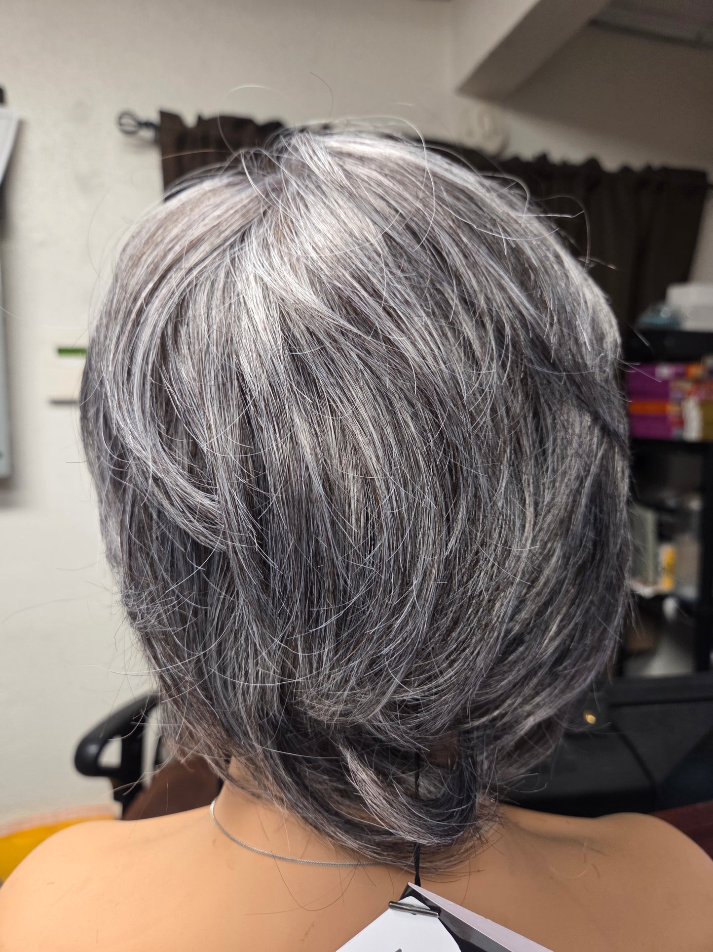 50/50 human hair blend short & layered full lace design