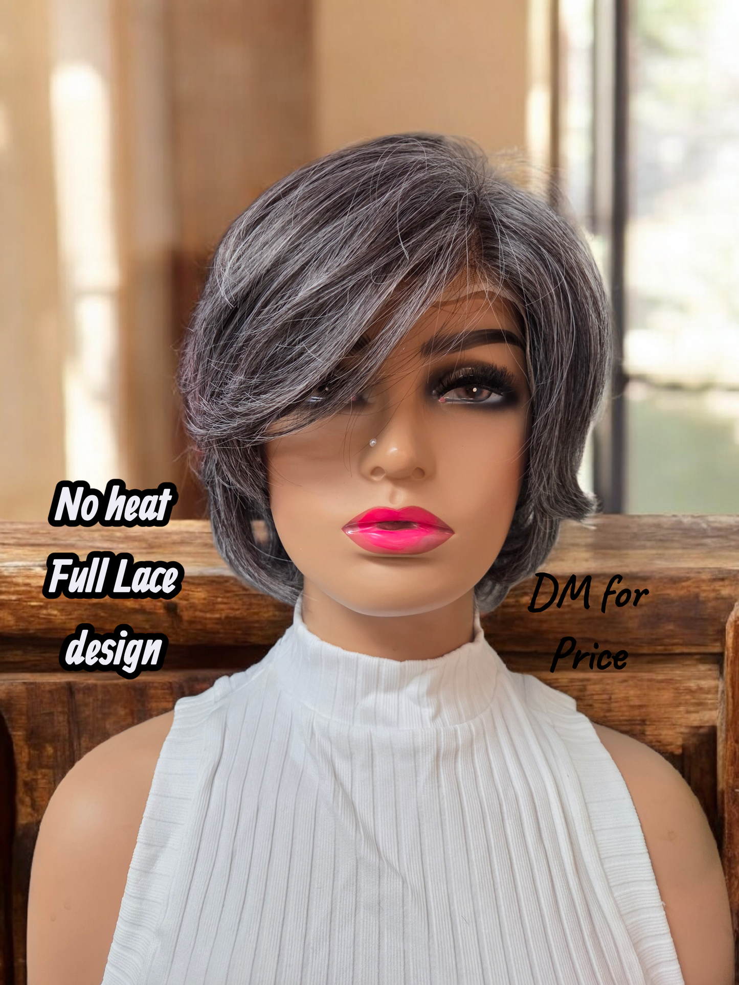 50/50 human hair blend short & layered full lace design